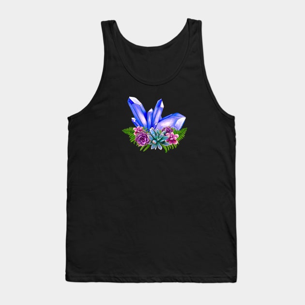 Blue Crystal and Colorful Succulents Tank Top by Kraina